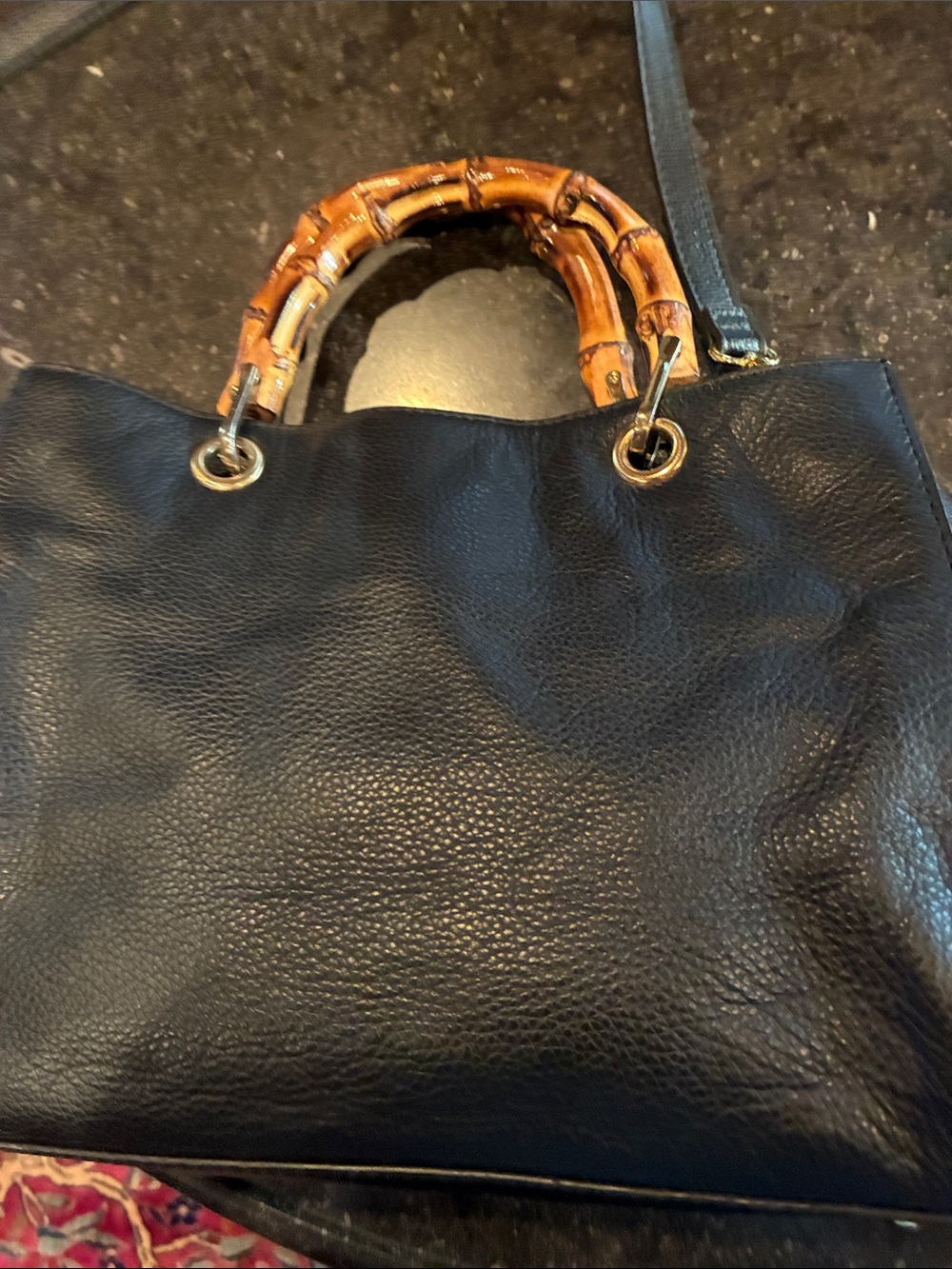 Emma Fox Black Tote with Bamboo Handles Emma Fox